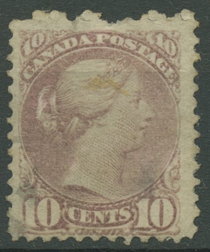 Kanada 1870 Königin Viktoria 10 Cents, 31 aA gestempelt, dünne Stelle