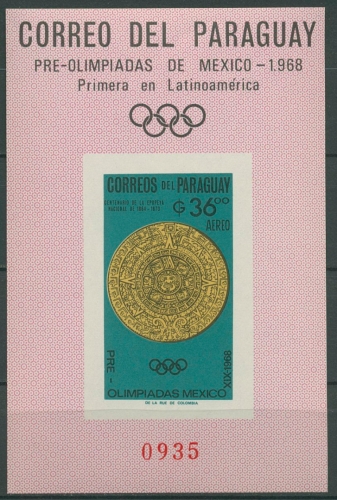 Paraguay 1966 Vor-Olympiade Mexiko Block 82 postfrisch (C19032)