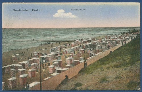 Nordseebad Borkum Strandleben, gelaufen 1924 (AK3040)