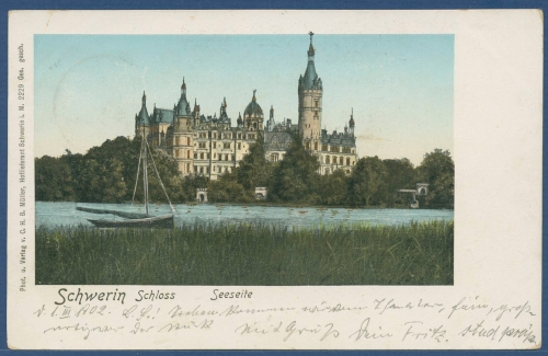 Schwerin Schloß von der Seeseite, gelaufen 1902 (AK3046)