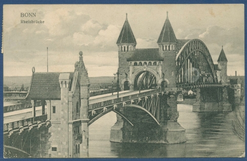 Bonn Rheinbrücke, gelaufen 1908 (AK3048)
