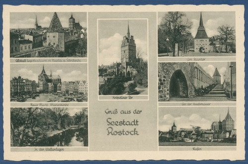Gruß aus Rostock Steintor Kröpeliner Tor Stadtmauer, ungebraucht (AK3111)