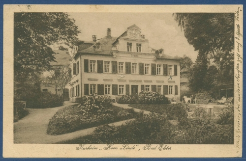Bad Elster Kurheim Haus Linde, gelaufen 1929 (AK3156)