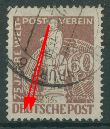Berlin 1949 75 Jahre UPU Plattenfehler 39 I gestempelt, bügig verfärbt (R19180)