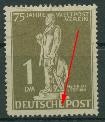 Berlin 1949 75 Jahre UPU Plattenfehler 40 I gestempelt, Zahnfehler (R19181)