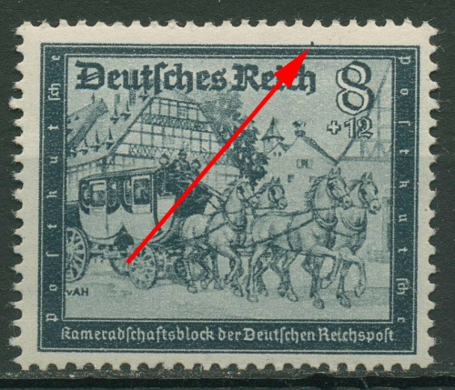 Deutsches Reich 1944 Reichspost mit Plattenfehler 889 IV mit Falz