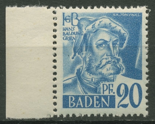 Französische Zone: Baden 1947 Hans Baldung Type II, 7 yv II postfrisch