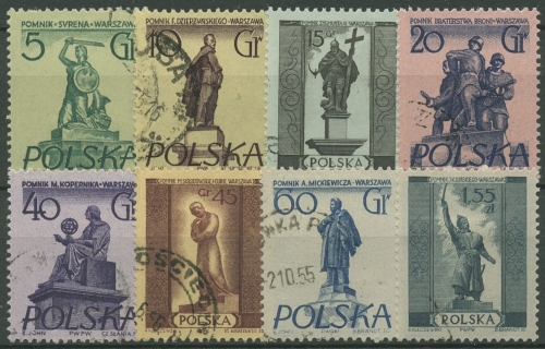 Polen 1955 Denkmäler Warschaus 907/14 gestempelt