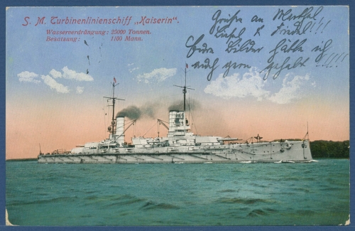 Turbinenlinienschiff Kaiserin, gelaufen 1917 als Feldpost (AK3232)