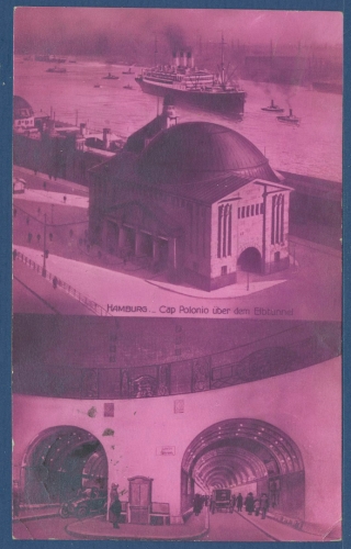 Hamburg Cap Polonio über dem Elbtunnel, gelaufen 193? (AK3273)