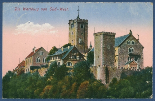 Eisenach Wartburg von Süd-West, gelaufen 1918 Marke fehlt (AK3173)