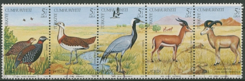 Türkei 1979 Europ. Naturschutzjahr: Gazelle Vögel 2501/05 ZD gestempelt (C31010)