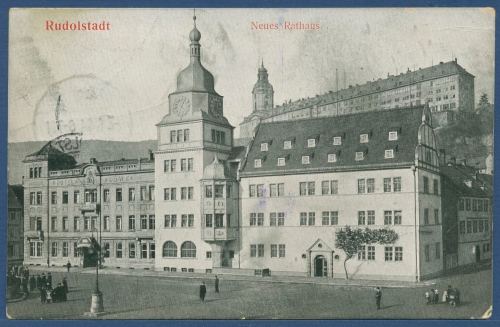Rudolstadt Neues Rathaus Hotel Löwe, gelaufen 1914 (AK3222)