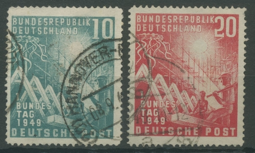 Bund 1949 Eröffnung Deutscher Bundestag 111/12 gestempelt, Zahnfehler (R19371)