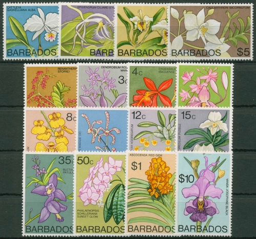 Barbados 1974 Blumen: Orchideen 365/80 X postfrisch