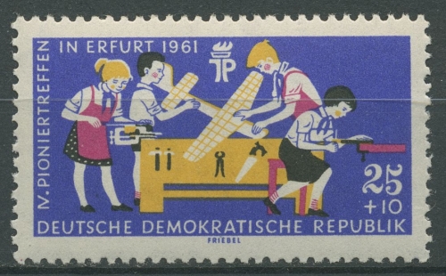 DDR 1961 Pioniertreffen Erfurt mit Wasserzeichen 3Y, 829 Y postfrisch geprüft