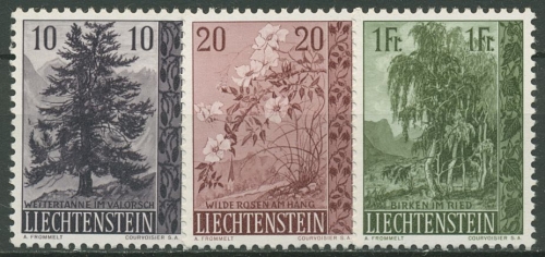 Liechtenstein 1957 Pflanzen Bäume Sträucher 357/59 postfrisch