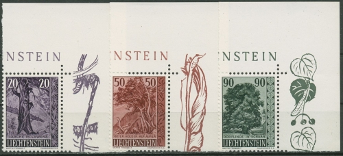 Liechtenstein 1959 Pflanzen Bäume Sträucher 377/79 Ecke postfrisch