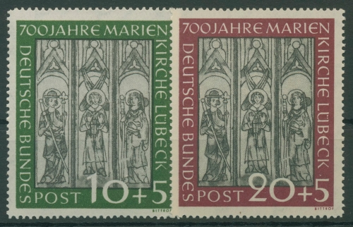 Bund 1951 700 Jahre Marienkirche Lübeck 139/40 mit Neugummierung (R19420)