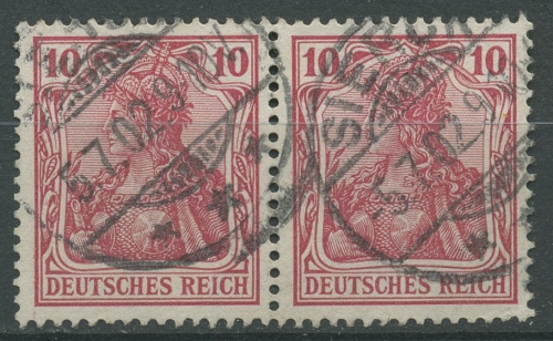 Deutsches Reich 1902 Germania ohne WZ waagerechtes Paar 71 gestempelt