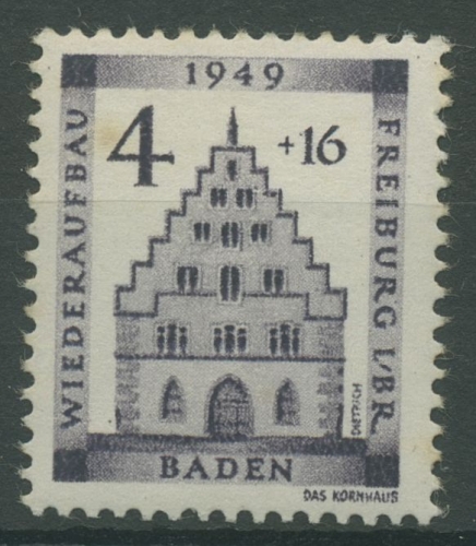 Franz. Zone Baden 1949 Wiederaufbau 38 A postfrisch, stockfleckig (R19560)