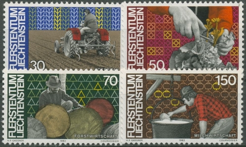 Liechtenstein 1982 Mensch und Arbeit Land-und Forstwirtschaft 802/05 postfrisch