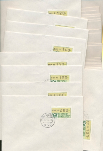 BRD ATM 1981 32 Blanko-FDC verschiedener Wertstufen (XL5170)