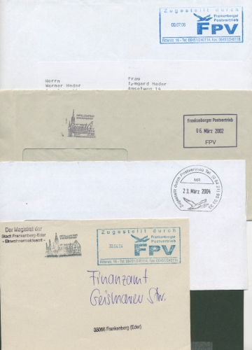 BRD Privatpost, 9 verschiedene Belege (XL5164)