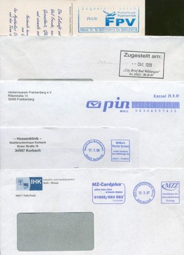 BRD Privatpost,9 verschiedene Belege (XL5163)