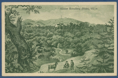 Kloster Kreuzberg Rhön Hirten Ziege, gelaufen Marke fehlt (AK3357)