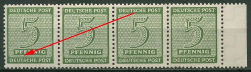 SBZ West-Sachsen Freimarken Ziffern mit Plattenfehler 128 X w III postfrisch
