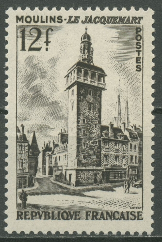Frankreich 1955 Bauwerke Moulins Glockenturm 1050 postfrisch