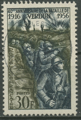 Frankreich 1956 Schlacht bei Verdun Soldaten 1081 gestempelt