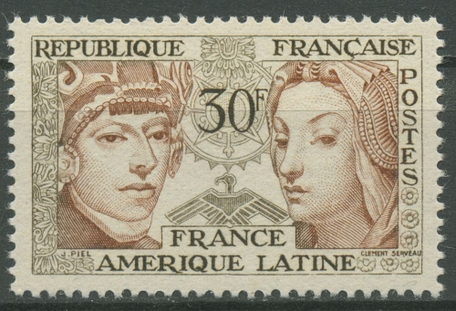 Frankreich 1956 Lateinamerikanische Freundschaft Skulptur 1088 postfrisch