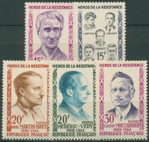 Frankreich 1959 Widerstandskämpfer 1242/46 postfrisch