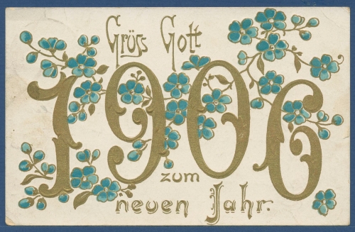 Grüß Gott zum neuen Jahr 1906, gelaufen 1905 (AK3512)
