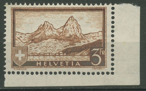 Schweiz 1928 Freimarke Gebirgslandschaft 226 Ecke 4 unten rechts mit Falz