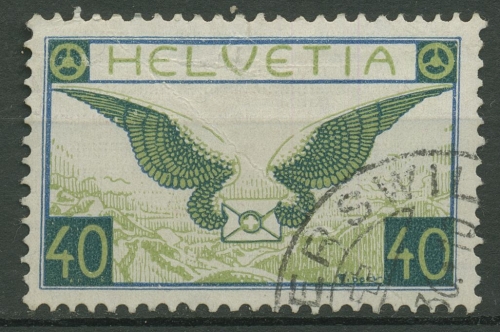 Schweiz 1929/33 Geflüg. Brief, gestr. Papier geriff. Gummi 234 z gest., Knicke