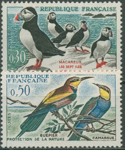 Frankreich 1960 Tiere Vögel Papageitaucher Bienenfresser 1326/27 postfrisch