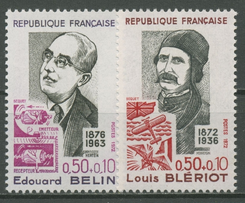 Frankreich 1972 Physiker E.Belin, Pilot Louis Blériot 1799/00 postfrisch