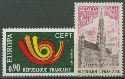 Frankreich 1973 Europa CEPT Brüssel Rathaus Posthorn 1826/27 postfrisch