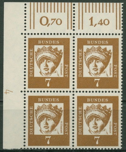 Bund 1961 Bed. Deutsche Druckerzeichen 4er-Block 348 y DZ 4 links postfrisch