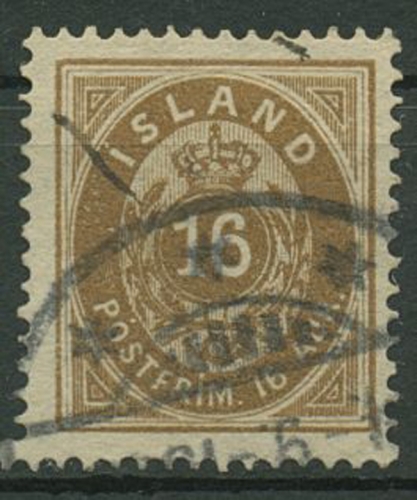 Island 1876 Ziffer und Krone im Oval 9 A gestempelt