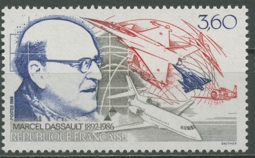 Frankreich 1988 Flugzeuge Konstrukteur Marcel Dassault 2637 postfrisch
