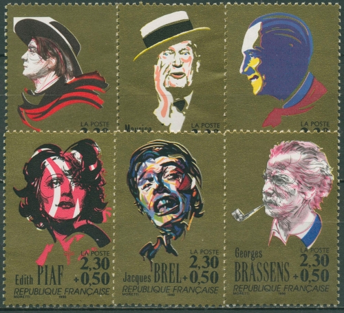 Frankreich 1990 Kunst Musik Chansonsänger 2783/88 postfrisch