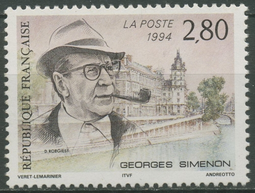 Frankreich 1994 Schriftsteller Georges Simenon 3055 postfrisch