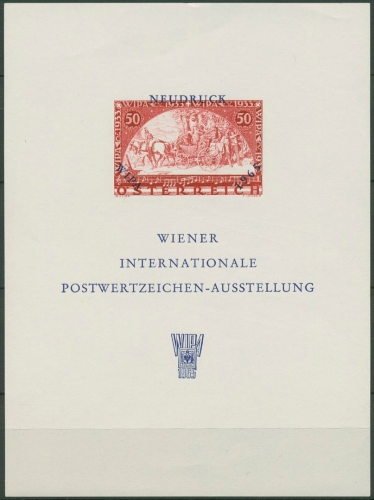 Österreich 1965 WIPA Marke v.1933 Postkutsche Neudruck Gedenkblatt 4 (C96181)