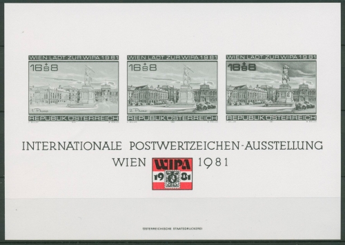Österreich 1980 WIPA Heldenplatz Denkmal Schwarzdruck Gedenkblatt 7 (C96184)