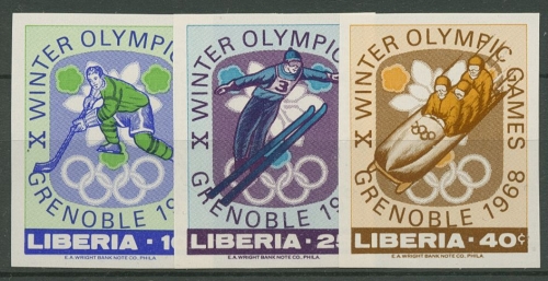 Liberia 1967 Olympische Winterspiele '68 in Grenoble 693/95 B postfrisch