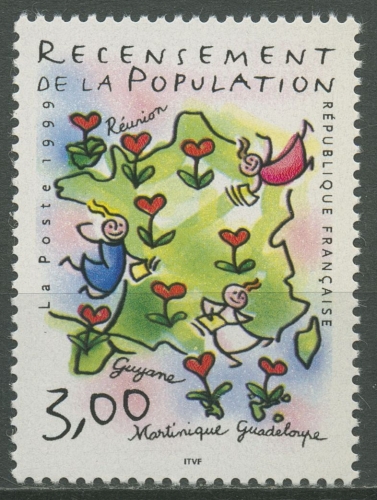 Frankreich 1999 Volkszählung Landkarte 3365 postfrisch